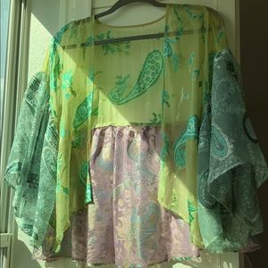 Blue, green and purple lacy cover up